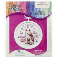 Picture of Janlynn Mini Counted Cross Stitch Kit, 2.5", Home Is Where The Cat Is