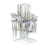 Arshia Cutlery 24 Pcs Set With Stand, Silver