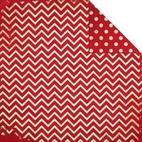 BoBunny Double Dot Chevron Double-Sided Cardstock, Wild Berry, 12x12in