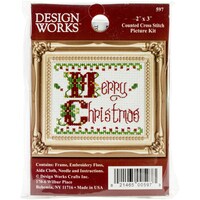 Picture of Design Works Counted Cross Stitch Kit, 2"X3", Merry Christmas