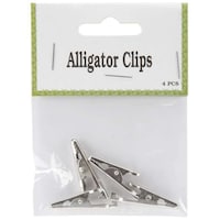 Midwest Design Alligator Clips, Silver, Pack of 4