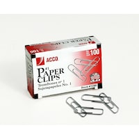 Picture of ACCO Paper Clips, Economy, Smooth, #1 Size, 100/Box