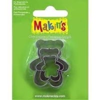 Makin's Teddy Bear Design Clay Cutters, Pack of 3pcs
