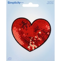 Wrights Sequin Iron-On Applique, Red Heart