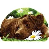Picture of Vervaco Shaped Rug Latch Hook Kit, Chocolate Labrador, 27.5" x 18.5"