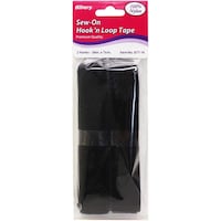 Picture of Allary Sew On Hook And Loop Tape, Black, .75" x 3.5", Pack of 8