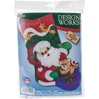 Design Works Felt Stocking Applique Kit, Starlight Santa, 18"