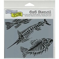 Crafters Workshop Template, Fish Fossils, 6"X6"