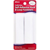 Picture of Allary Self-Adhesive Hook And Loop Fasteners, White, .75" x 3.5", Pack of 8