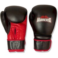 Hurricane Professional Faux Leather Grade Boxing Gloves, Black & Red