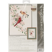 Dimensions Crewel Embroidery Kit, Cardinals In Dogwood, 11"X15"