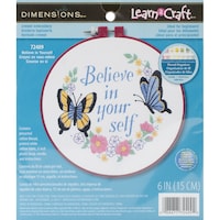 Dimensions Learn-A-Craft Embroidery Kit, Round-Believe In Yourself, 6"