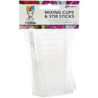 Dina Wakley Media Mixing Cups & White Stir Sticks, Pack of 5