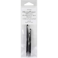 Lacis Double Ended Ebony Crochet Hooks, Pack of 3 -D4/3mm-3 Inch, F6/4mm-3.5