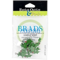 Eyelet Outlet Holly Shape Brads, QBRD2-284, Pack of 12pcs