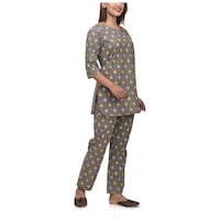 Picture of SKARLEY Women Floral Print Top And Pyjama Set, Grey