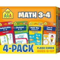 School Zone Math 3-4 Flash Cards, 04047, 4Packs