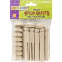 Creativity Street Woodcrafts Doll Pins & Stands, Natural, Pack of 10