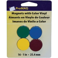 ProMag Round Magnets With Colored Vinyl, 1", Pack of 6