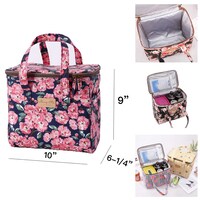 Kwang Min Flower Printed Insulated Lunch Bag for Women's