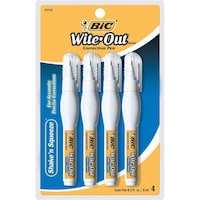 Bic Wite-Out Shaken Squeeze Correction Pen, Pack of 4 -White