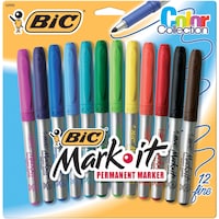 Picture of Bic Mark-It Fine Point Permanent Markers, Pack of 12 - Assorted Colors