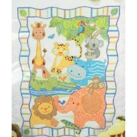 Dimensions Baby Quilt Stamped Cross Stitch Kit Zoo Animals Multilingual Instruct