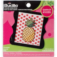 Bucilla Beginner Minis Pineapple Counted Cross Stitch Kit, 3"X3", 14 Count