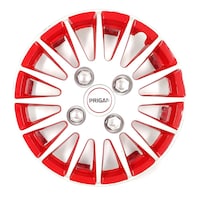 Picture of Prigan Wheel Cover For Universal Car, White & Red, Set of 4