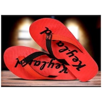 Keyland Men's Flip Flops Slippers, Red & Black, Set of 2