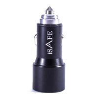 iSafe Dual USB Port Quick Car Charger Adapter, Black