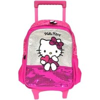 Hello Kitty Cat Printed Bright School Trolley Bag, 18 Inch, Pink