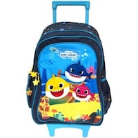 Picture of Pinkfong Baby Shark Story Trolley School Bag, 14 Inch, Navy Blue
