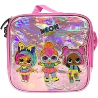 LOL Surprise Neon Vibes Cartoon Printed School Lunch Bag, Pink