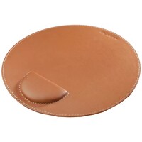 Cladd Round Mouse Pad, Vegan Leather, Brown