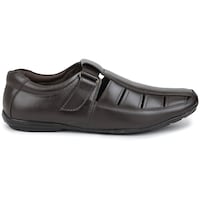 Funnel Men's Casual Slip On Sandals with Velcro Fasting, Dark Brown