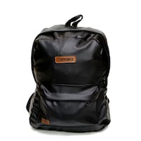 Sheild Faux Leather Backpack, Black