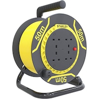 Stanley Power Extension Cable Reel 50M With 4 Sockets - Black & Yellow