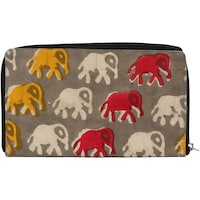 Emon Protected Elephant Printed Clutch, Multicolor