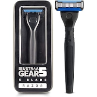 Ustraa Gear 5 Shaving Razor with Handle & Blade, Black