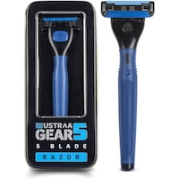Ustraa Gear 5 Shaving Razor with Handle & Blade, Blue