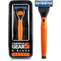 Ustraa Gear 5 Shaving Razor with Handle & Blade, Orange