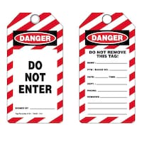 Do Not Enter' PVC Danger Tags with Metal Eyelet, 160mm - Pack of 25pcs