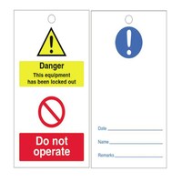 Do Not Operate' PVC Disposable Tags with Metal Eyelet, 143mm - Pack of 25pcs