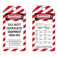 Do Not Operate Equipment Lock-Out' PVC Danger Tags with Metal Eyelet, 160mm - Pack of 25pcs