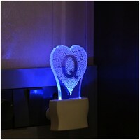 Picture of Afast 3D Illusion Q Alphabet Heart LED Night Lamp, AFST708856, White & Clear
