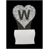 Picture of Afast 3D Illusion W Alphabet Heart LED Night Lamp, AFST708874, White & Clear