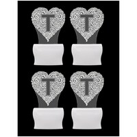 Picture of Afast 3D Illusion T Alphabet Heart LED Night Lamp, AFST708865, White & Clear
