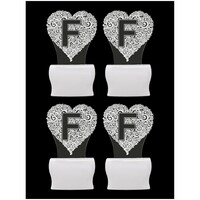 Picture of Afast 3D Illusion F Alphabet Heart LED Night Lamp, AFST786495, White & Clear
