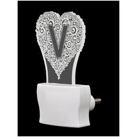 Picture of Afast 3D Illusion V Alphabet Heart LED Night Lamp, AFST708871, White & Clear